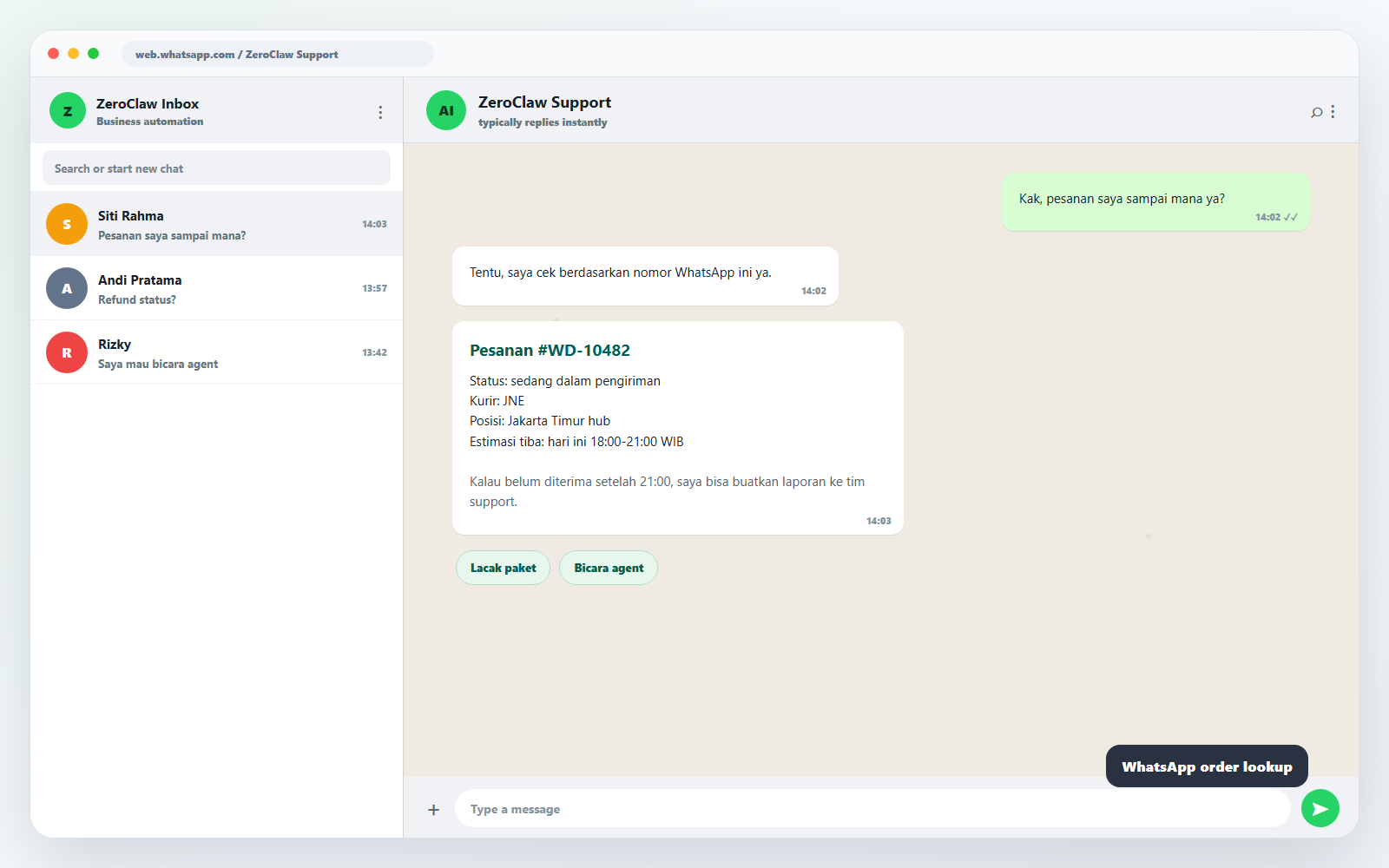 ZeroClaw AI Customer Support preview