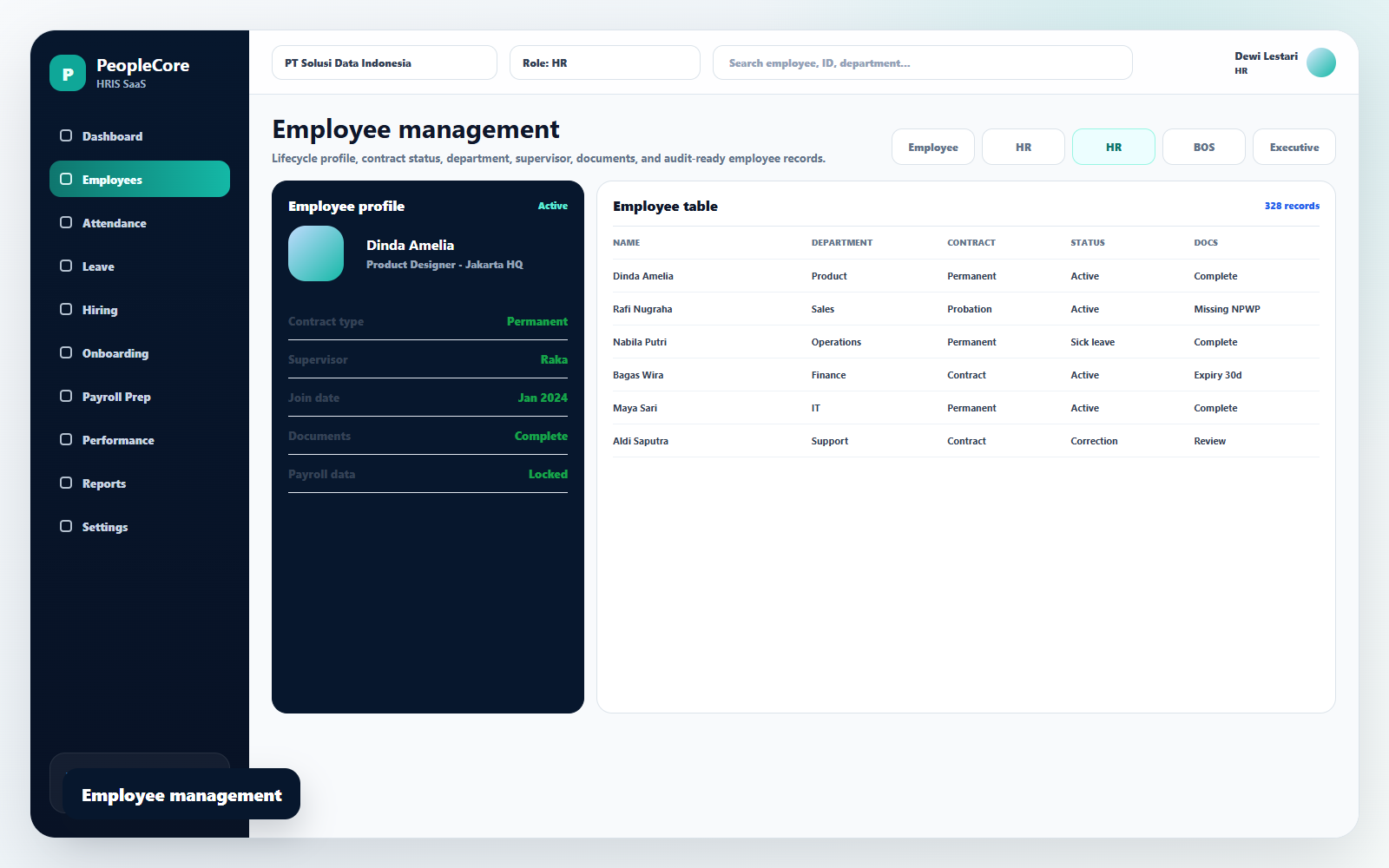 Employee management preview