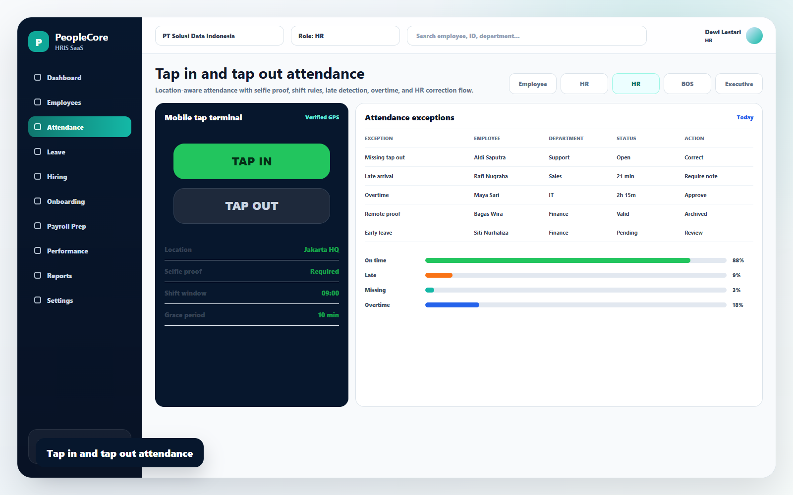 Attendance tap preview
