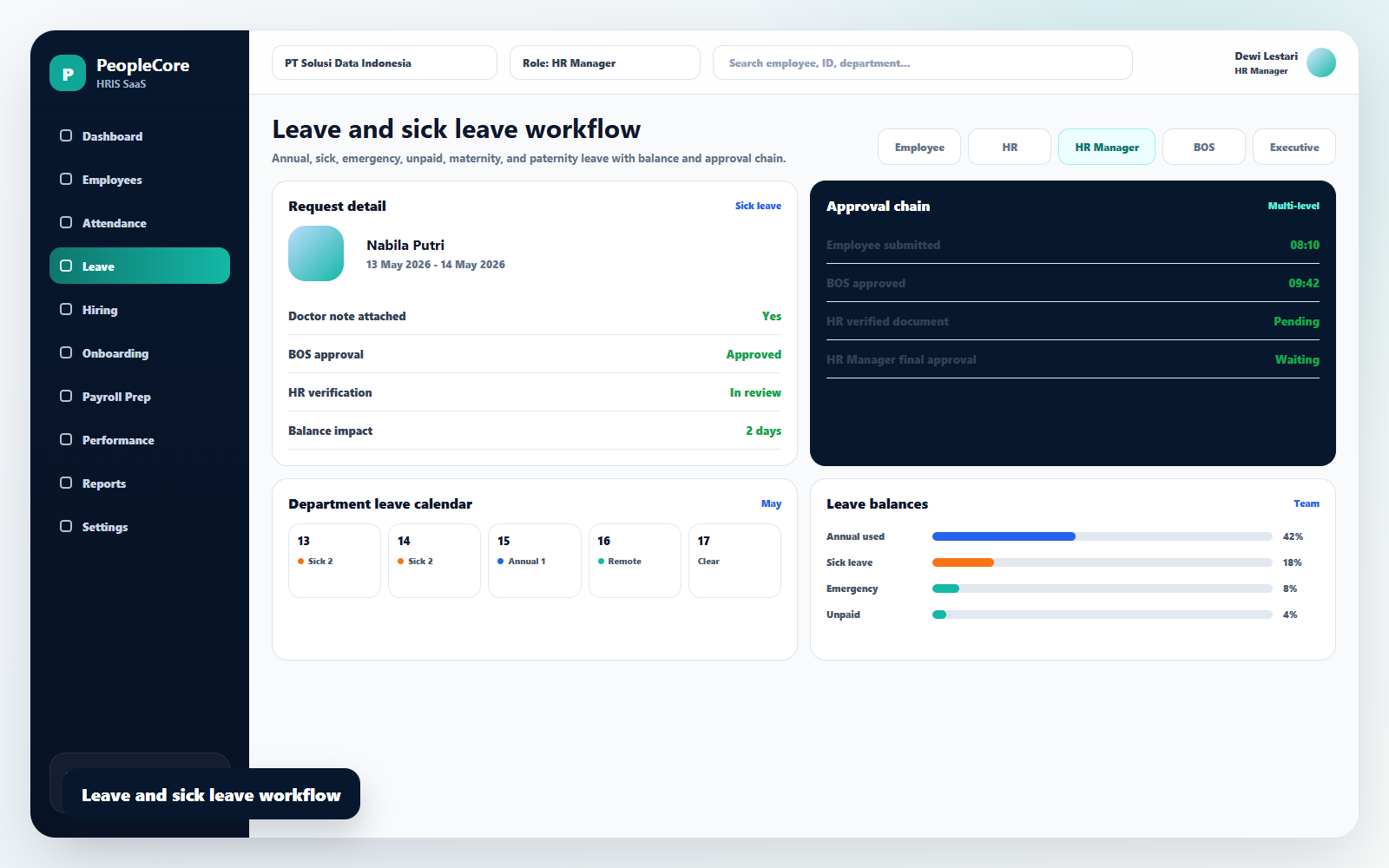 Leave workflow preview