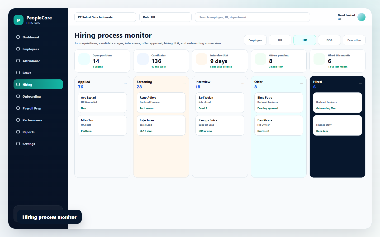Hiring monitor preview