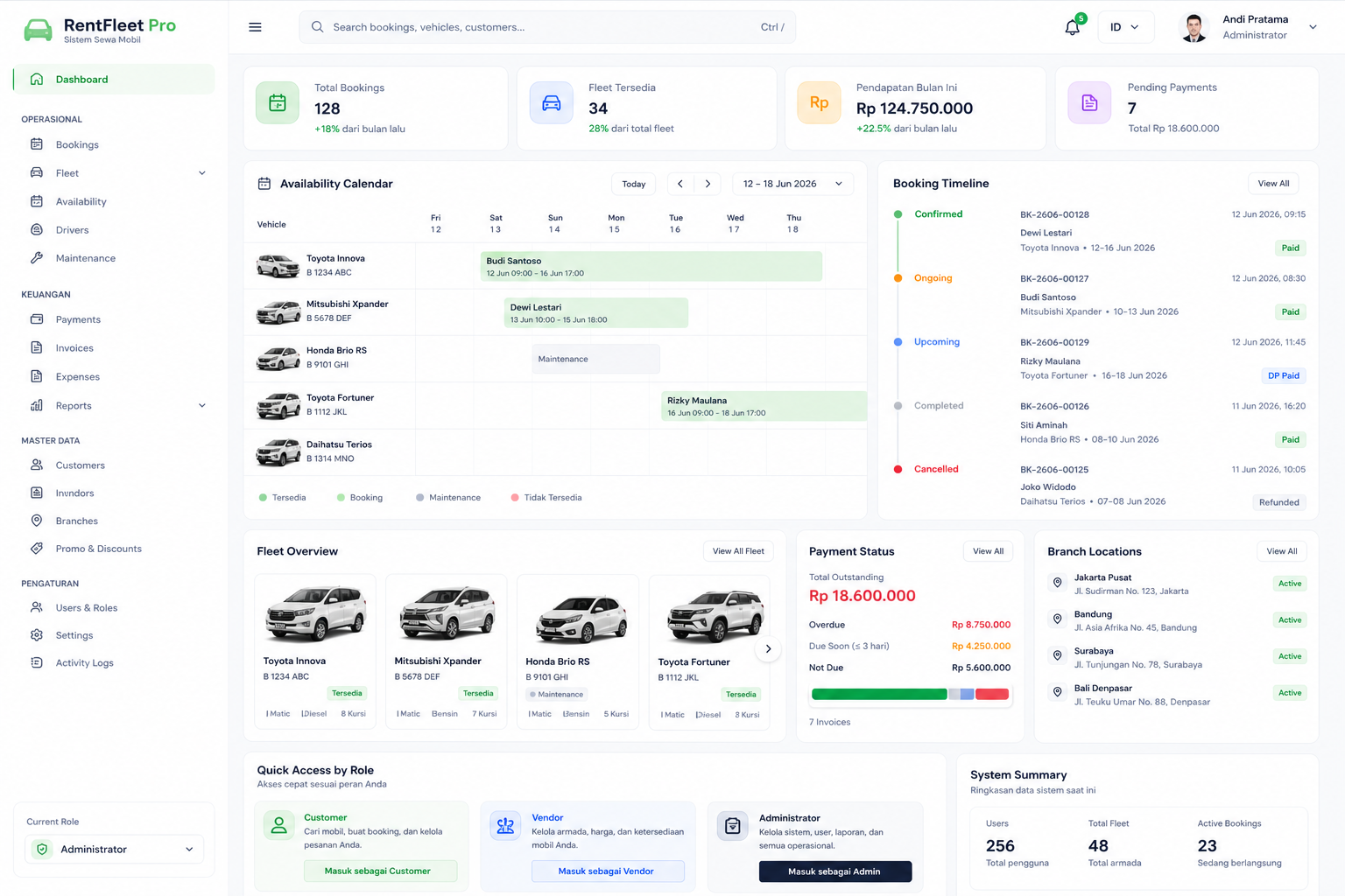RentFleet Pro preview